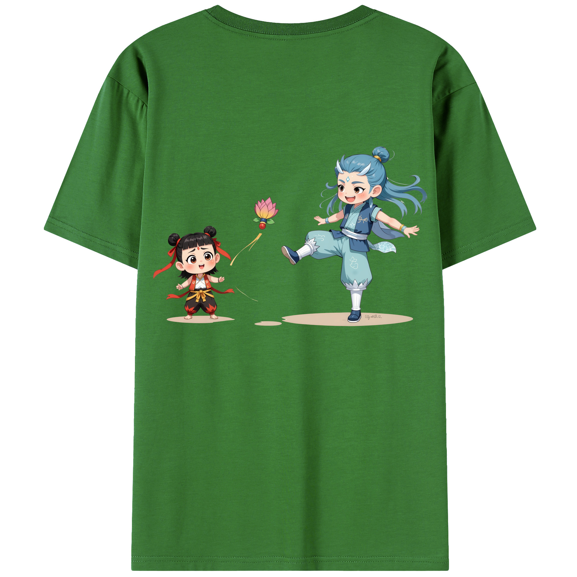 （画像用） Ne Zha 2 ナタ 魔童の大暴れ レディース半袖Tシャツ(バックプリント)